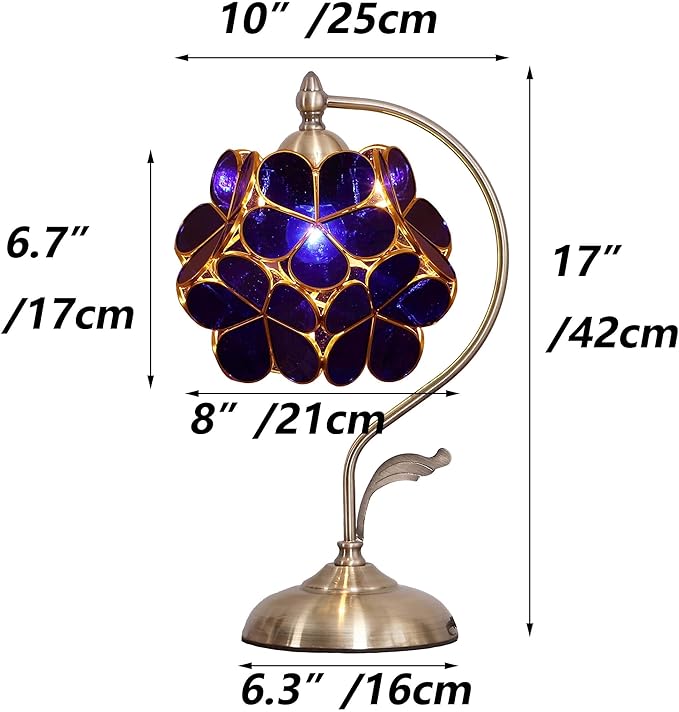 Bieye L10750 Tiffany Style Stained Glass Flower Petal Table Lamp - Image 5