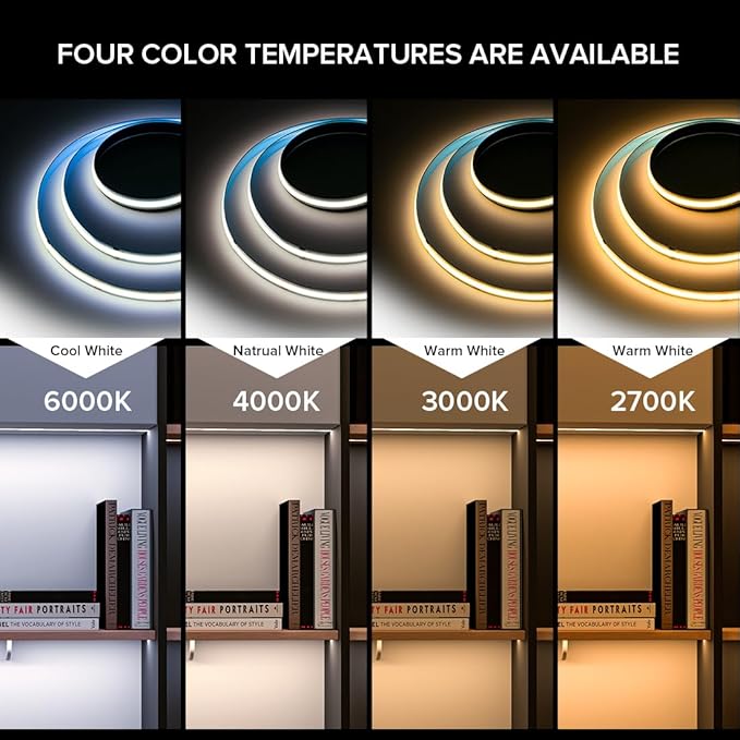16.4FT COB LED Strip DC12V Warm White Flexible High Density Uniform Bright Light - Image 6