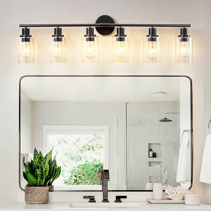 DLLT 6-Light Bathroom Light Fixtures: Black Modern Vanity Lights - Image 5