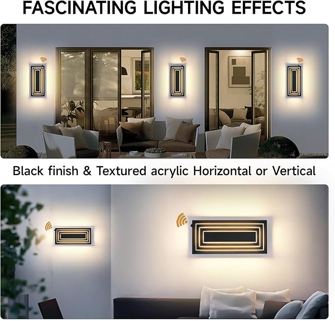 Dusk To Dawn Led Outdoor Wall Light, 3 Tier Modern Exterior Lights - Image 3