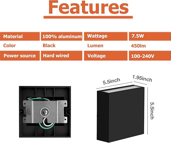 Modern LED Wall Sconce Outdoor Up Down Wall Lamp - Image 6