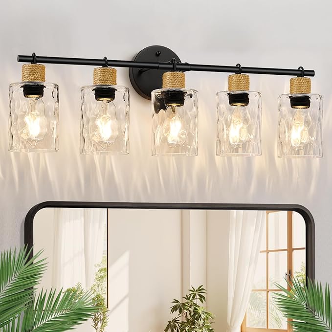 2025 Upgrade Bathroom Light Fixtures, 5-Light Coastal Vanity Lights by Bathroomlightfixtures