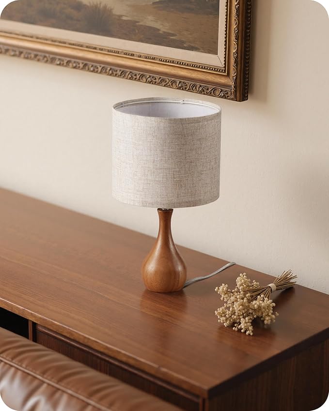 Wood Table Lamps Set of 2, Small Bedside Lamp - Image 9
