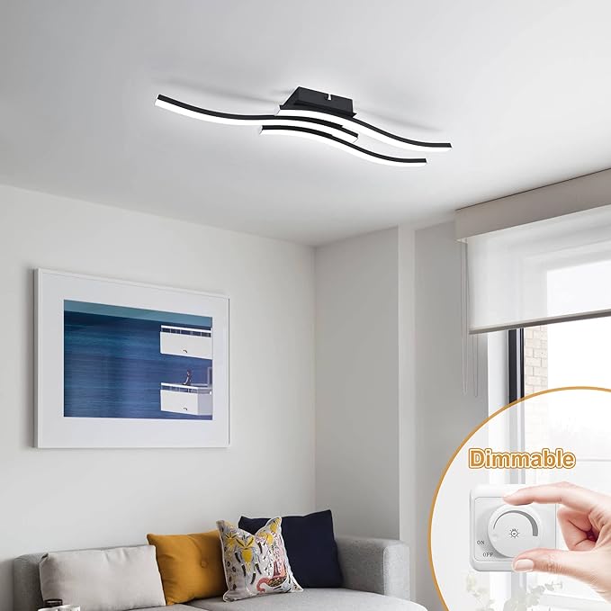 EDISLIVE Modern Dimmable LED Ceiling Light Curved 3 Light 22.5 in Minimalist - Image 2