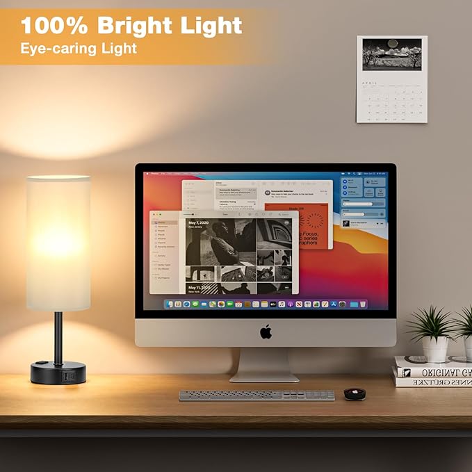 Grey Touch Table Lamps Set of 2-3 Way Dimmable Bedroom Lamps - Image 5