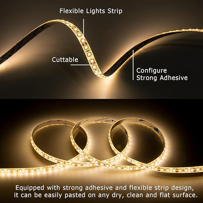 White LED Strip Lights, Waterproof cuttable 1200 SMD 2835 LED Tape, 12V - Image 4