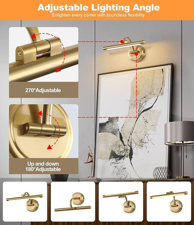 Rechargeable Picture Light for Wall, Dimmable Art Lights for Painting, Battery - Image 4