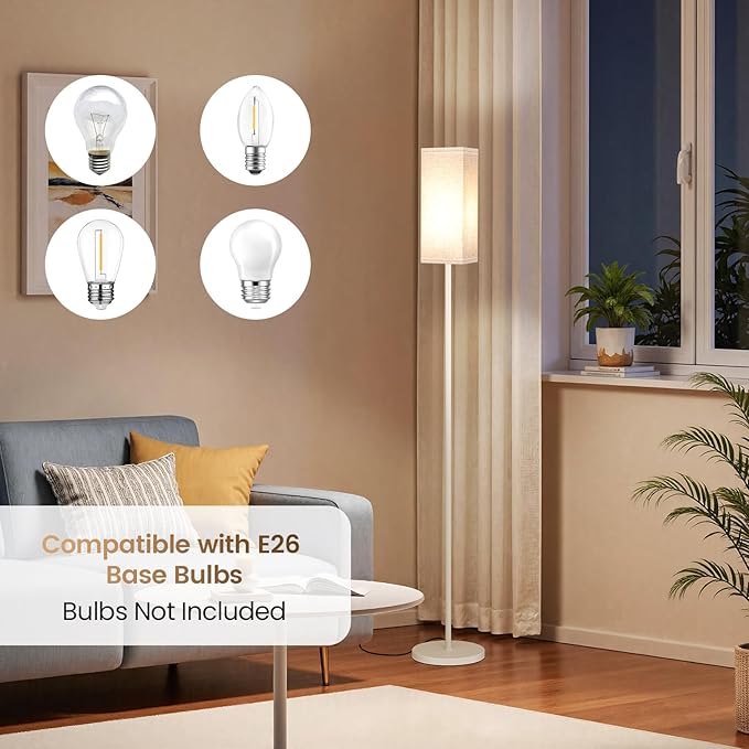 Floor Lamp, Pole Lamp with Foot Switch, Modern Standing Lamp Shade, Minimalist - Image 3