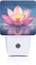 Night Light Pink Lotus Flower Night Lights Plug into Wall Smart Dusk to Dawn by FOISIIAEA