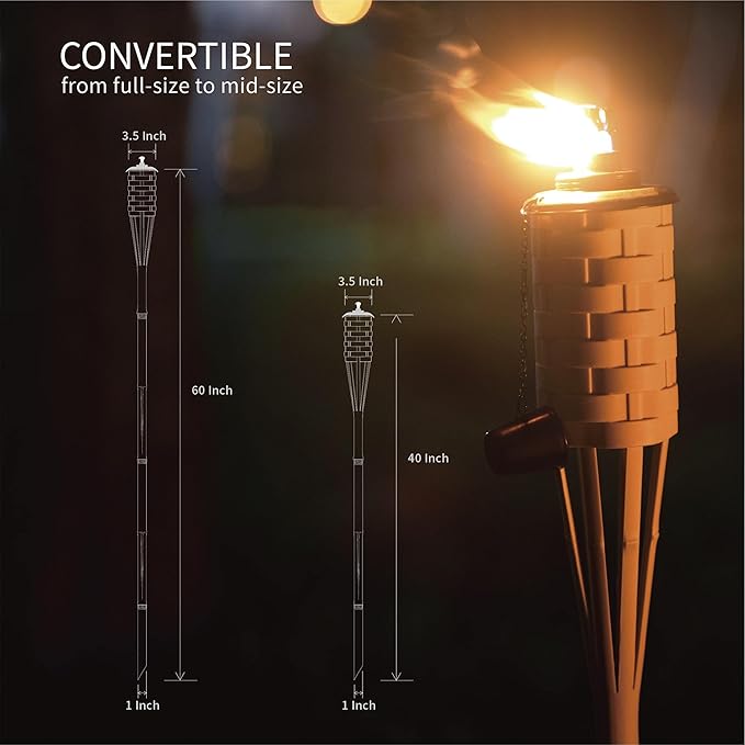 ONETHATCH Citronella Torches; Bamboo Torch, Summer Parties, and Garden Decor; - Image 5