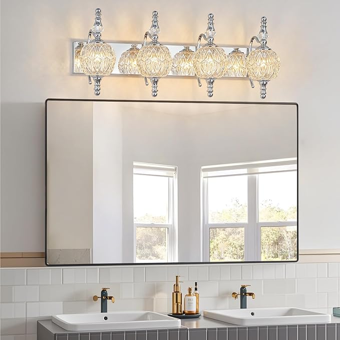 Modern Crystal Bathroom Vanity Lights Fixtures Over Mirror Chrome Vintage - Image 7