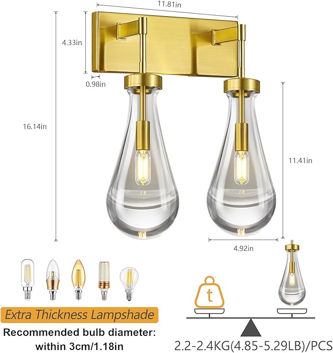 Raindrop Wall Sconces Gold Crystal Sconces Wall Decor Modern Lighting Glass - Image 2