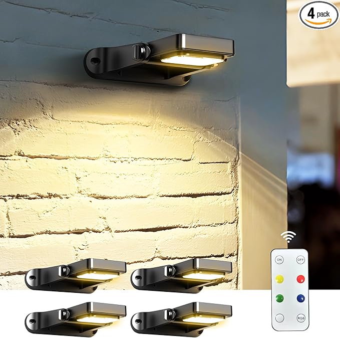 Solar Wall Lights Outdoor with Remote Control, 2200mAh Large Battery, 6 Color by COXSENI
