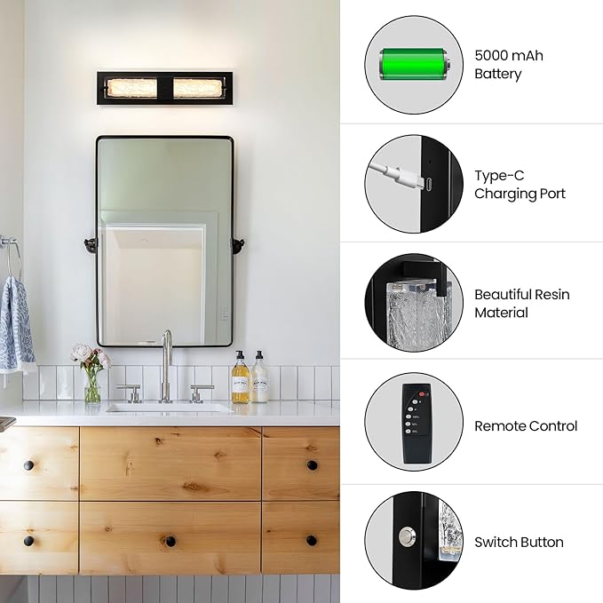 Battery Operated Resin Wall Sconce - Image 2