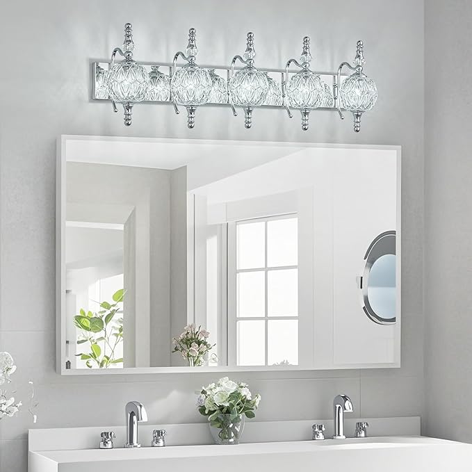 Modern Crystal Bathroom Vanity Lights Fixtures Over Mirror Chrome Vintage - Image 2