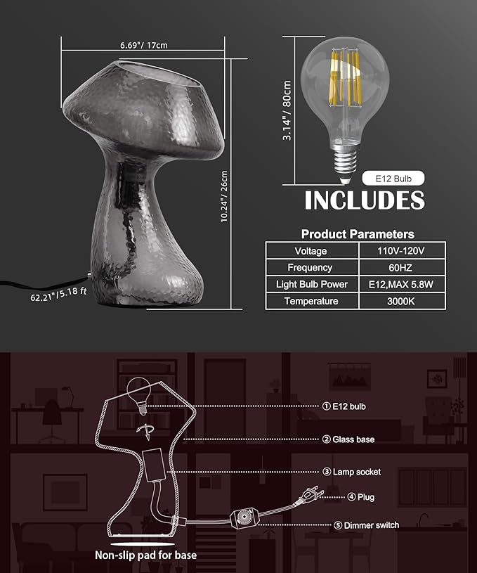 V06 Vintage Mushroom Table Lamp - Image 3