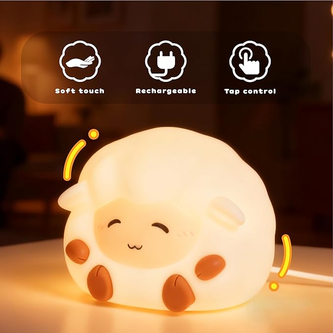 Rechargeable Sheep Night Light, Touch-Controlled Silicone Lamp, Anime Lamp - Image 5
