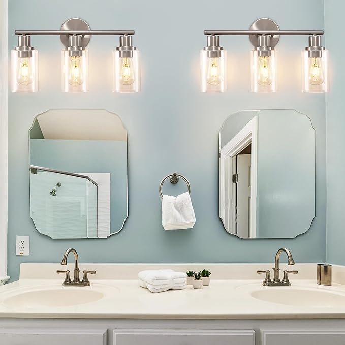 DLLT 3-Light Bathroom Light Fixtures: Nickel Modern Vanity Lights - Image 5