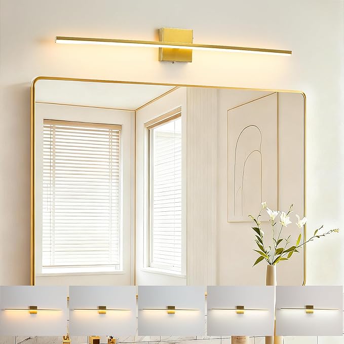 Modern Bathroom Vanity Light 32 Inch, 20W Brushed Brass Bathroom Light Fixture by fengkiop