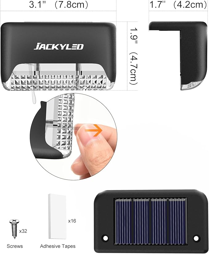 JACKYLED 16 Pack, Step Lights Waterproof LED Solar Power Outdoor Fence Light - Image 8