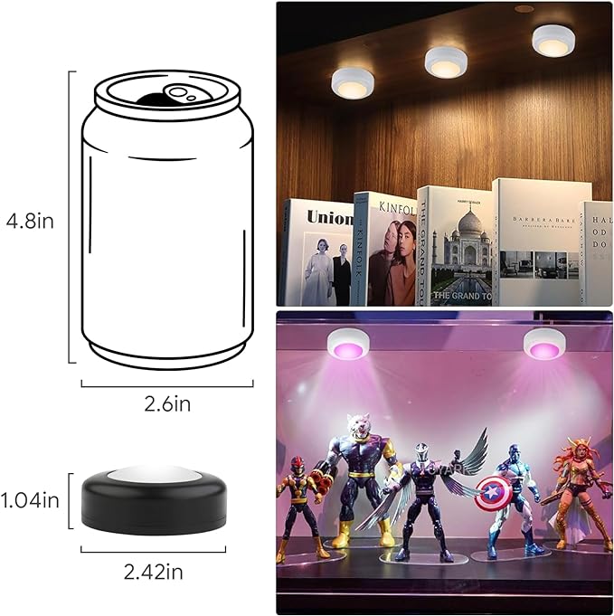 Yiliaw 6 Pack LED Puck Lights Remote Control 16 Color Changeable Under Cabinet - Image 6