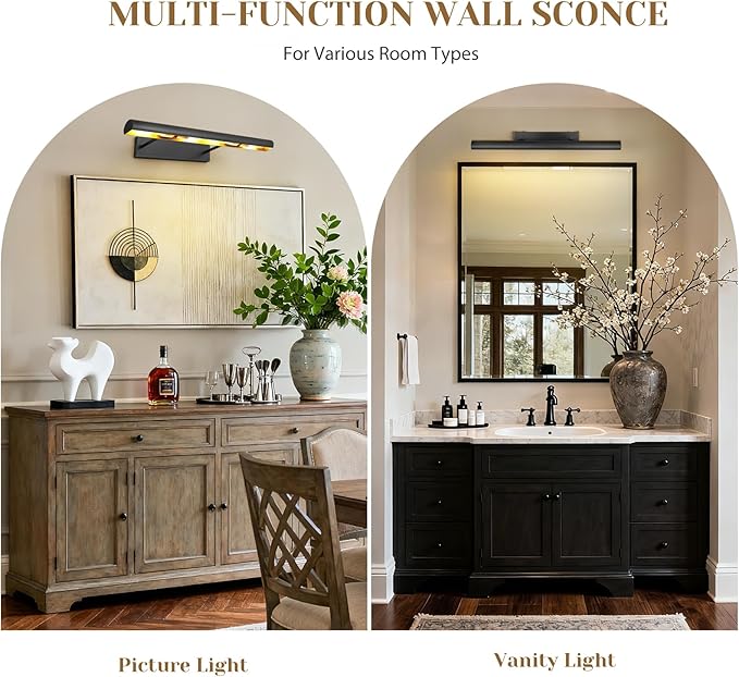 Matte Black Picture Lights for Wall, 4-Light Bronze Art Light, Dimmable Gallery - Image 3
