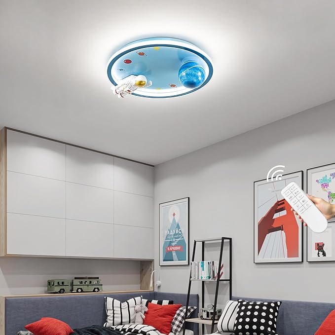 Astronaut Ceiling Light Fixture 20" Dimmable Kids Flush Mount Ceiling Lights - Image 8