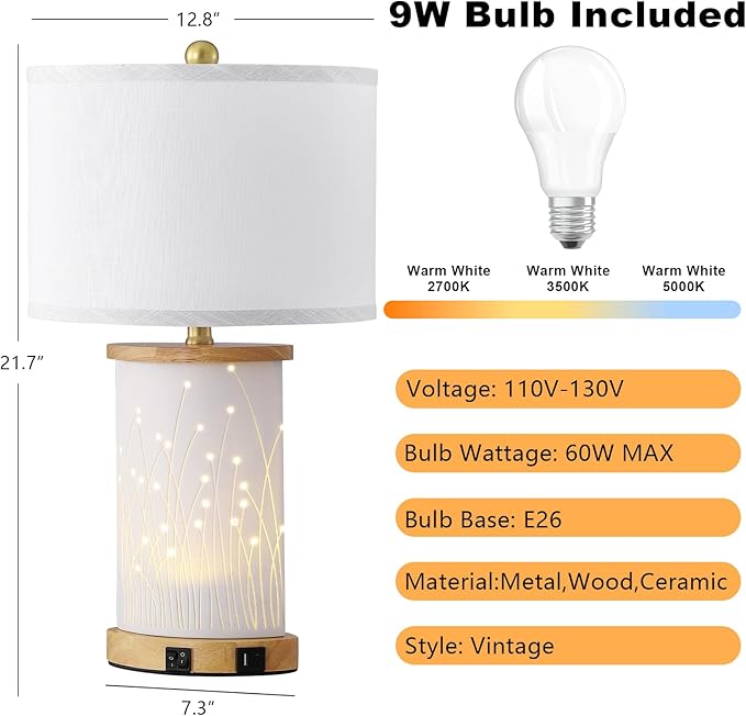 Set of 2 Ceramic Table Lamps - Image 5