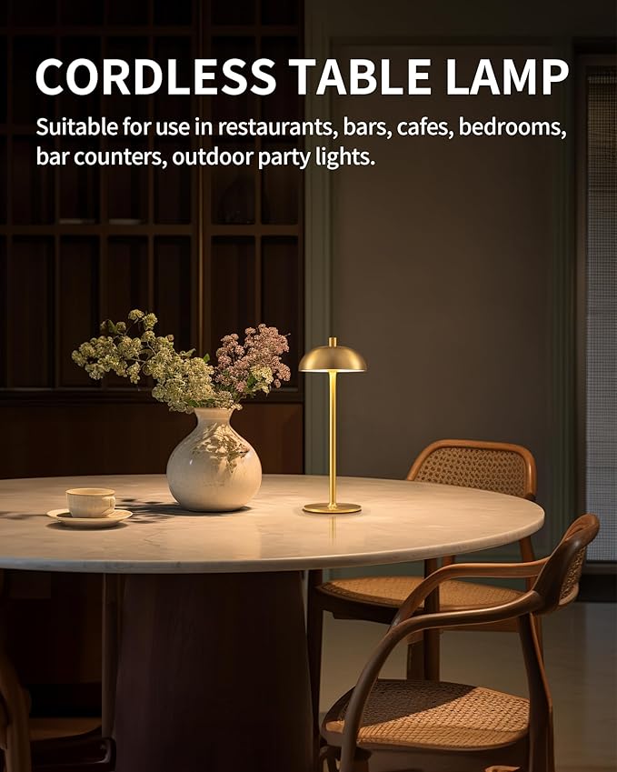 Cordless LED 12" Small Table Lamps Set of 2, Modern Portable Desk Lamp - Image 9