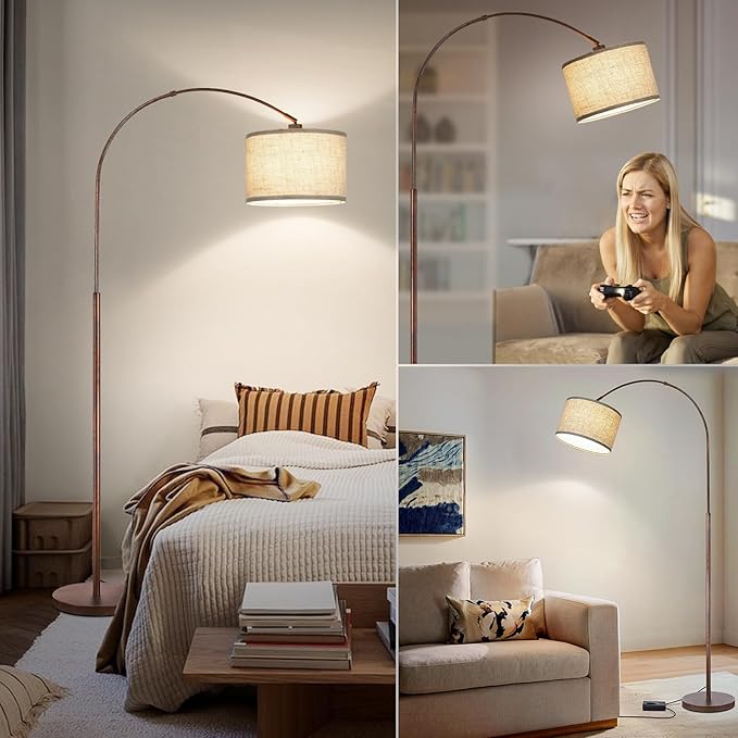 Dimmable Arc Floor Lamps for Living Room, Mid Century Floor Lamp, Antique - Image 6