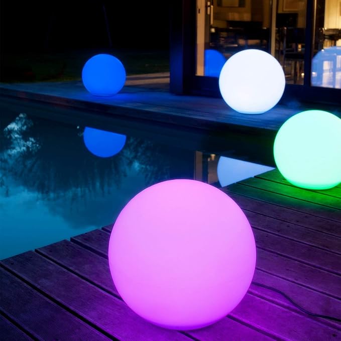 Mr.Go 14-inch LED Ball Light, Cordless Rechargeable Globe Lamp w/Remote - Image 4