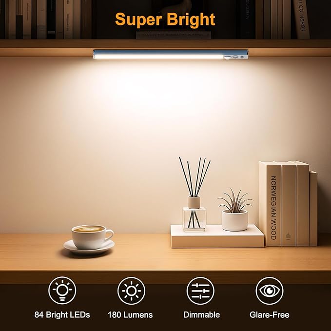 Gritin 10.2inch Under Cabinet Lighting Rechargeable -84 LED Super Bright - Image 3