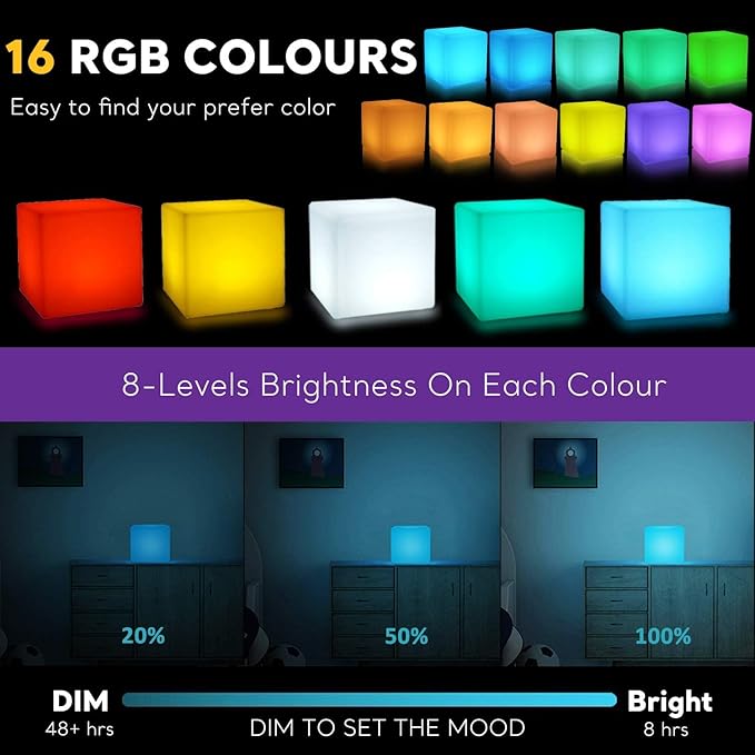 6 inch Rechargeable LED Cube Light, 16 Colors Changing Tesseract Light Cubes - Image 7