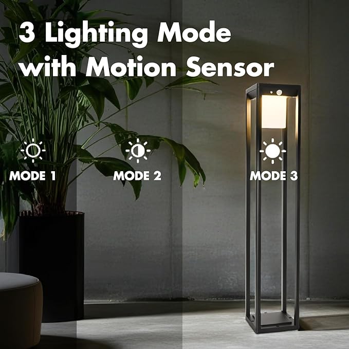 Solar Motion Pathway Lights Outdoor, Aluminum Waterproof Floor Lamp, 3 Lighting - Image 6