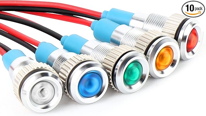 GASHER 12V/24V/110V 20mA Energy Saving Indicator Light Mounting Hole Size 8mm by GASHER