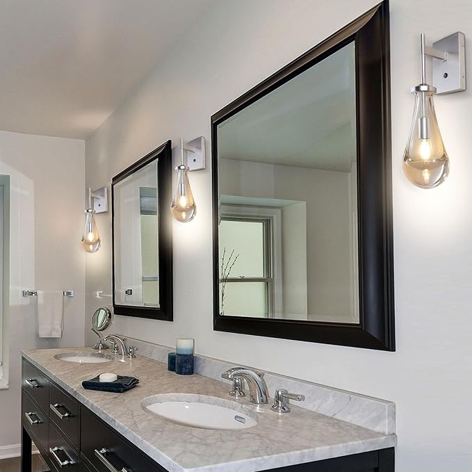 HuisMier Brushed Nickel Wall Sconce, Raindrop Wall Sconces - Image 5