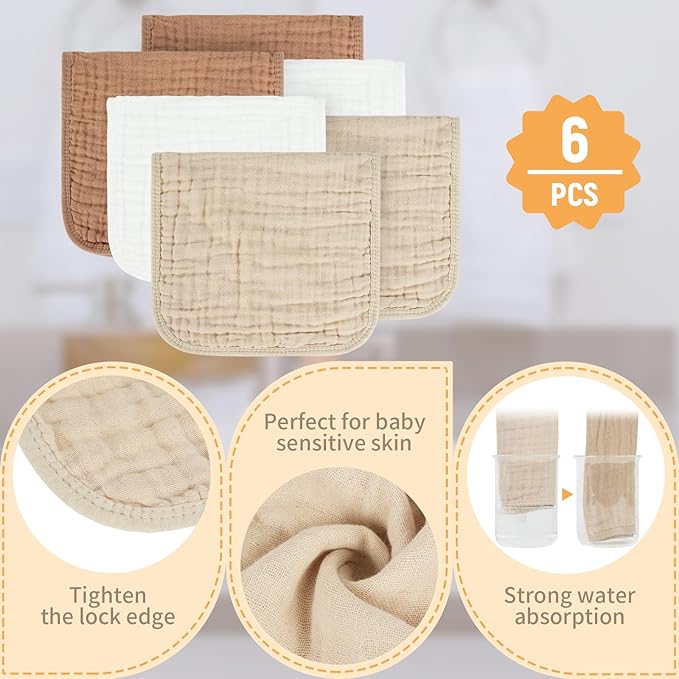 Baby Burp Cloth 100% Cotton Newborn Cotton Muslin Burp Cloth 10x20 inches - Image 3