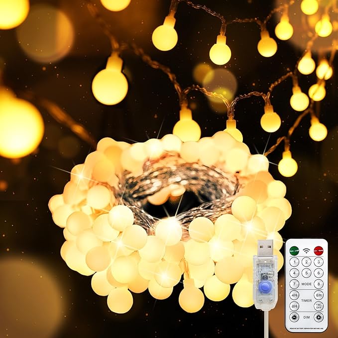 suddus Globe String Lights for Bedroom, 100 Led Fairy Lights Plug in, String by SUDDUS