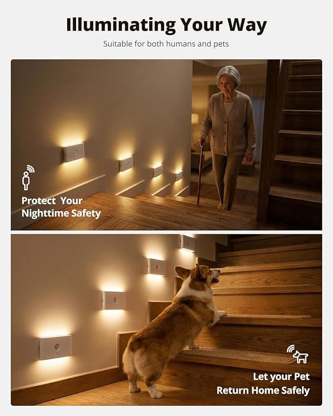 wowatt Rechargeable Motion Sensor Stair Light, Whtie Automatic Lights - Image 7