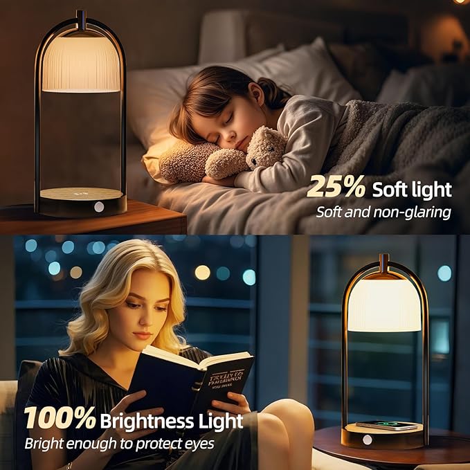Koopala 15W Wireless Charging Bedside LED Table Lamps Set of 2, Modern Small - Image 4