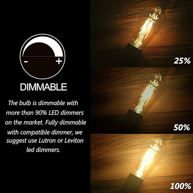 ASOKO LED Dimmable Edison Light Bulbs 4W Vintage Light Bulb, 2200K-2400K Warm - Image 5