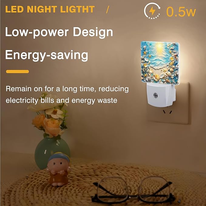 Night Light Seashells and Seastars on Sand Night Lights Plug into Wall Smart - Image 5