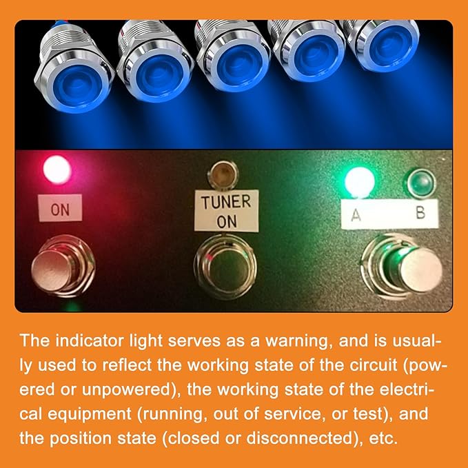 GASHER 5 PCS Energy Saving Indicator Light, LED Light 12V/24V/110V 20mA Panel - Image 6