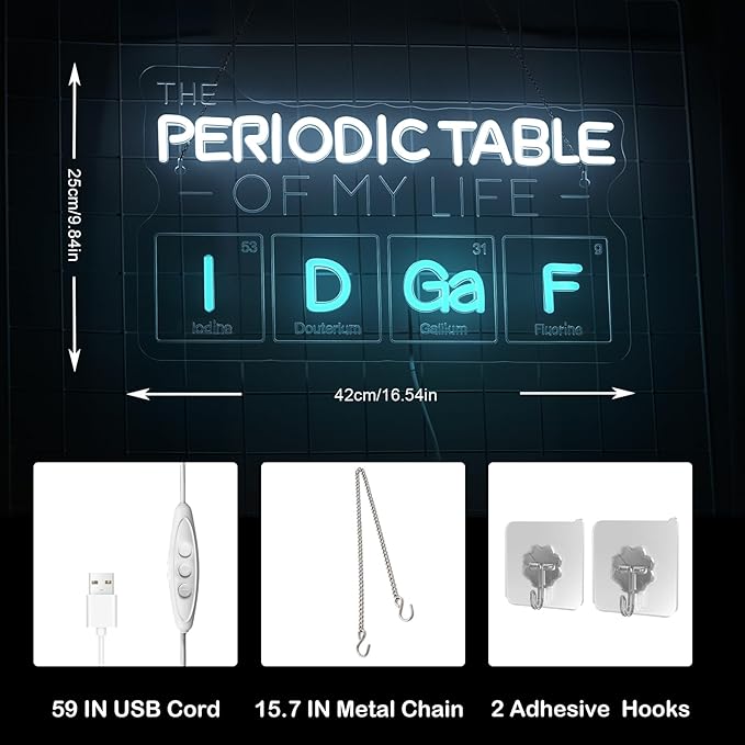 The Periodic Table of My Life Neon Sign, Dimmable Science-Themed Neon Light - Image 6
