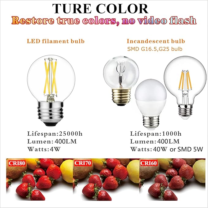 LiteHistory E26 LED Bulb 4W Equal E26 Edison Bulb 40 Watt Neutral White 4000K - Image 6