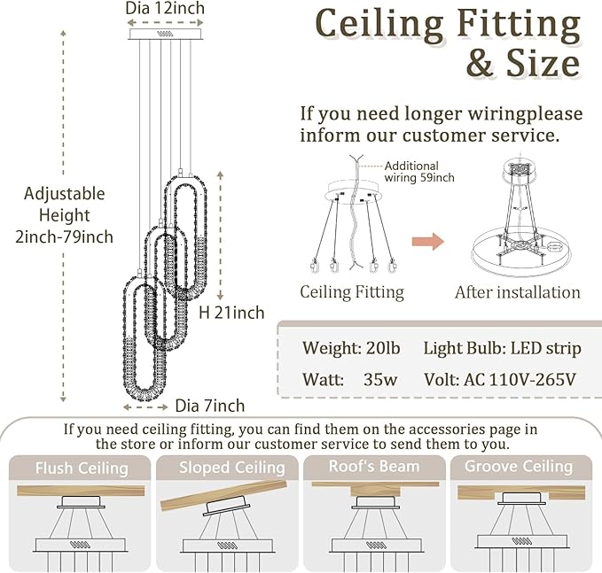Modern Pendant Light for Kitchen Island Crystal Ring Chandelier Gold LED - Image 3