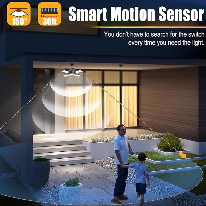 Solar Shed Light Outdoor Indoor Upgrade 1200LM 174LED 4 and 1 Heads Motion - Image 6