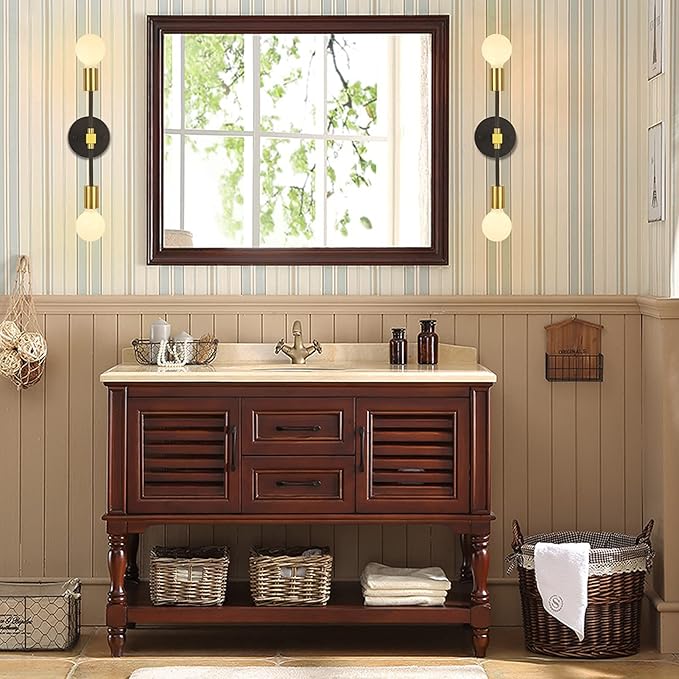 2 Lights Bathroom Wall Sconce Vanity Modern Industrial Wall Lamp Pole Wall - Image 8