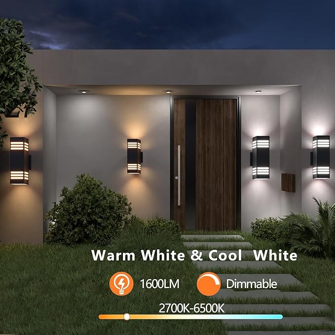 Smart Outdoor Sconce Lights 2 Pack, Up Down Wall Porch Lights RGB Color - Image 8