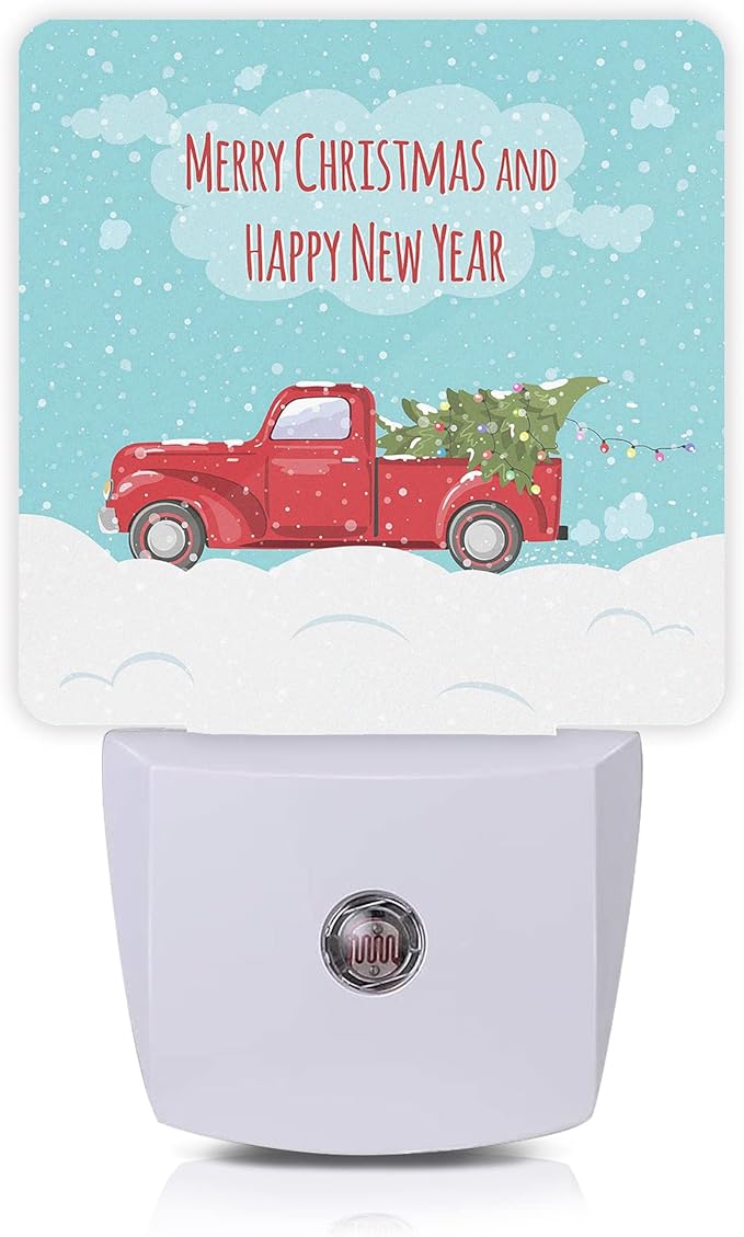 Christmas Décor Night Light, Retro Pickup and Christmas Tree Night Lights Plug by Oeaskly